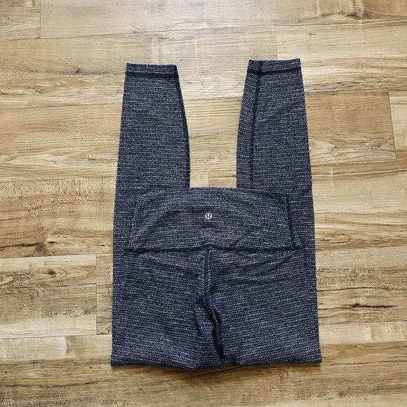 LULULEMON 4 Heathered Black Herringbone Wunder Under 26” Ankle Leggings Thick - Picture 4 of 14